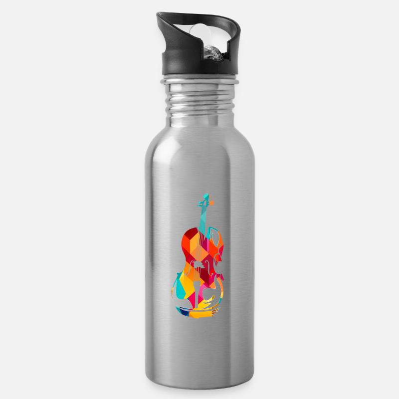 Cello polygon - Trinkflasche mit integriertem Trinkhalm - Lightsilver