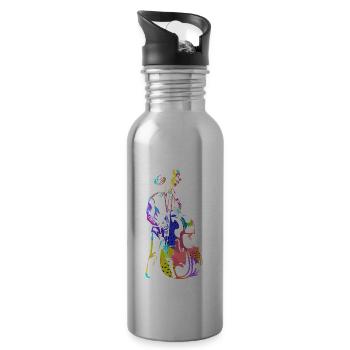 Kontrabass - Trinkflasche mit integriertem Trinkhalm - Lightsilver - Rechts