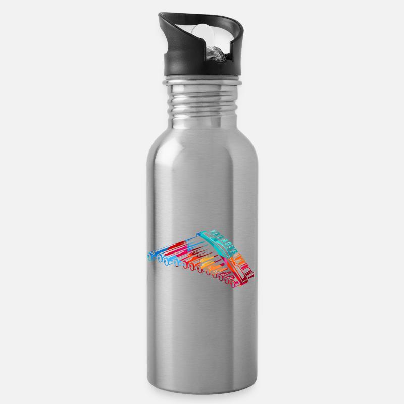 Panflöte - Trinkflasche mit integriertem Trinkhalm - Lightsilver