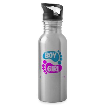 annonce de sexe de bébé garçon ou fille enceinte - Gourde avec paille intégrée - argent clair - Droite