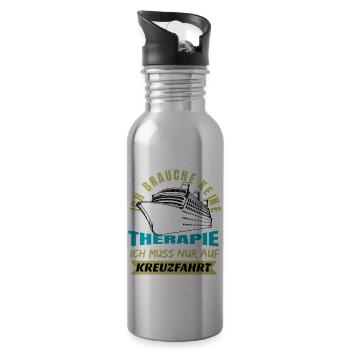 Ich Brauche keine Therapie nur eine Kreuzfahrt - Trinkflasche mit integriertem Trinkhalm - Lightsilver - Rechts