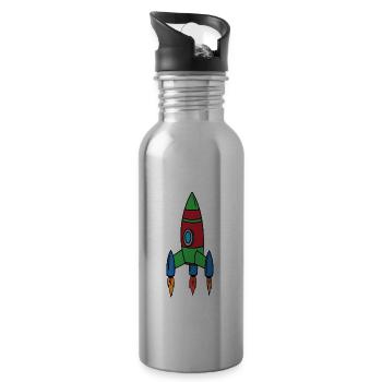 Rakete Space Shuttle Raumschiff Astronaut Weltall - Trinkflasche mit integriertem Trinkhalm - Lightsilver - Rechts