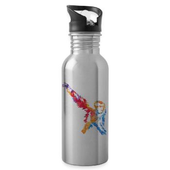 Gibbon Geschenk - Trinkflasche mit integriertem Trinkhalm - Lightsilver - Rechts