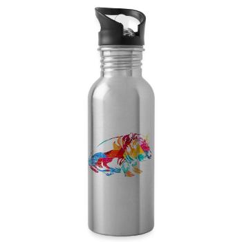 Nilpferd - Trinkflasche mit integriertem Trinkhalm - Lightsilver - Rechts