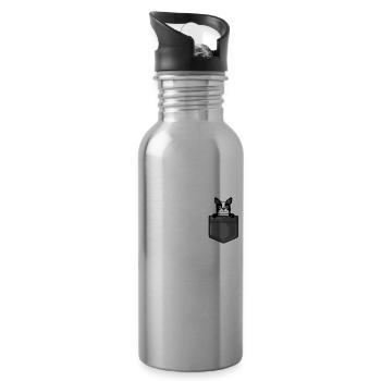 Boston Terrier Companion Grafik, Boston Terrier - Trinkflasche mit integriertem Trinkhalm - Lightsilver - Rechts