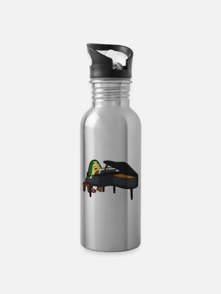 Cadeau piano piano piano piano avocat - Gourde avec paille intégrée - argent clair
