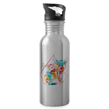 Sphynx Polygon Geschenk - Trinkflasche mit integriertem Trinkhalm - Lightsilver - Rechts