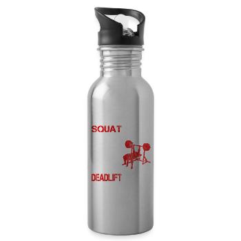 Squat Bench Deadlift - Bodybuilder Training - Water bottle with straw - silver - Right