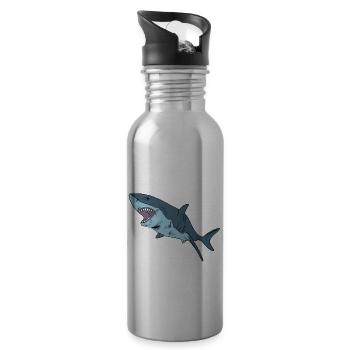 Shark Haifisch - Trinkflasche mit integriertem Trinkhalm - Lightsilver - Rechts