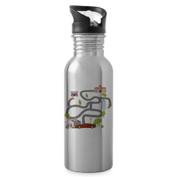 Maze Race Car Back Rub Play Mat graphic for Men - Water bottle with straw - silver - Right