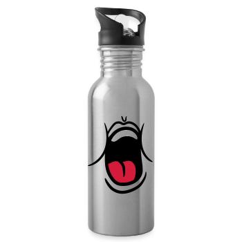 hunger essen witzig gaehnen schreien mund muede br - Trinkflasche mit integriertem Trinkhalm - Lightsilver - Rechts