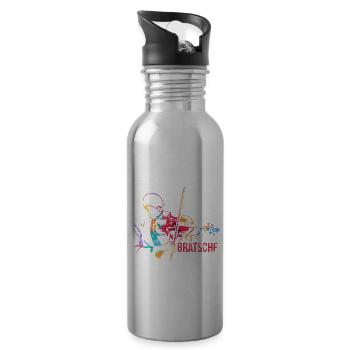 Bratsche Geschenk - Trinkflasche mit integriertem Trinkhalm - Lightsilver - Rechts