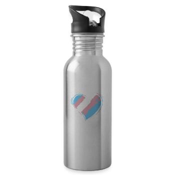 Transgender-Herz-Geschenk, LGBT-Stolz - Trinkflasche mit integriertem Trinkhalm - Lightsilver - Rechts