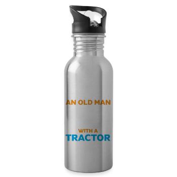 Unterschätze niemals einen alten Mann - Trinkflasche mit integriertem Trinkhalm - Lightsilver - Rechts