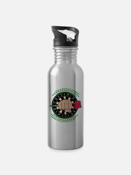 Dart Darts Dart tournament Dart jersey Hand Darts - Water bottle with straw - silver