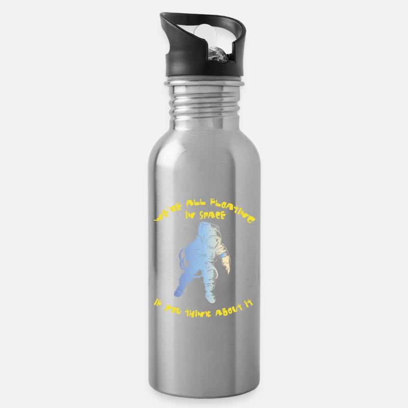 Astronaut Wissenschaft Raumfahrt - Trinkflasche mit integriertem Trinkhalm - Lightsilver