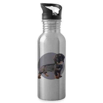 Dackel Welpen - Trinkflasche mit integriertem Trinkhalm - Lightsilver - Rechts