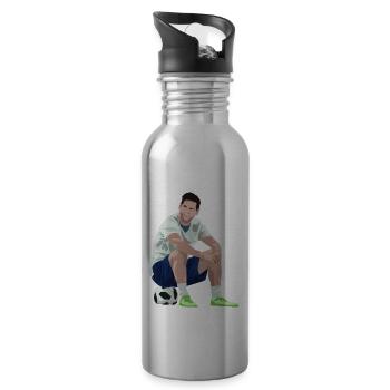Ballon de foot - Gourde avec paille intégrée - argent clair - Droite