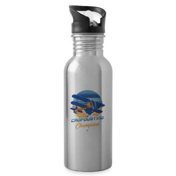 Airplane - Agricultural Airplane - Farm Airplane - Water bottle with straw - silver - Right