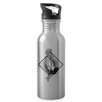 Praying Hands Betende Hände mit Rosenkranz zu Gott - Trinkflasche mit integriertem Trinkhalm - Lightsilver - Rechts