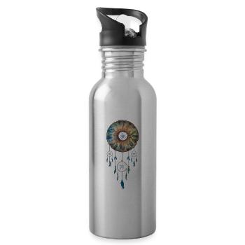 Capteur de rêves, iris, cadeau spirituel - Gourde avec paille intégrée - argent clair - Droite