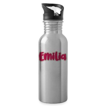 Emilia Surname First name - Water bottle with straw - silver - Right
