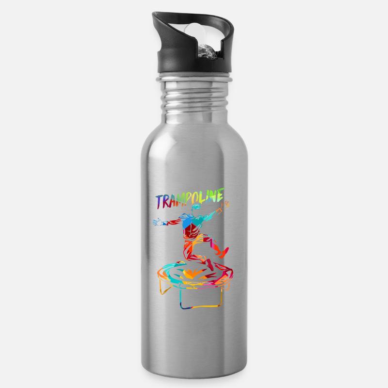 Trampolin - Trinkflasche mit integriertem Trinkhalm - Lightsilver
