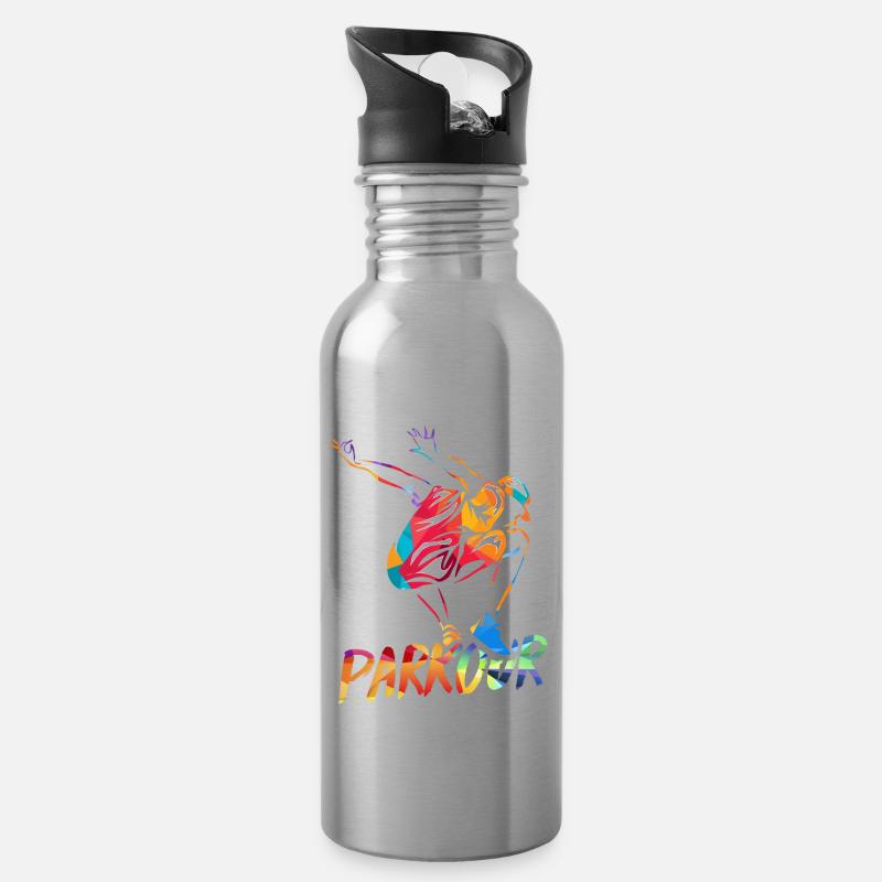 Parkour Traceur - Water bottle with straw - silver