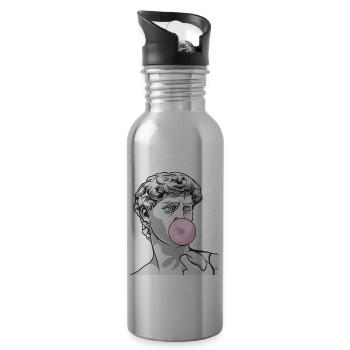 Cool wie Marmor - Trinkflasche mit integriertem Trinkhalm - Lightsilver - Rechts