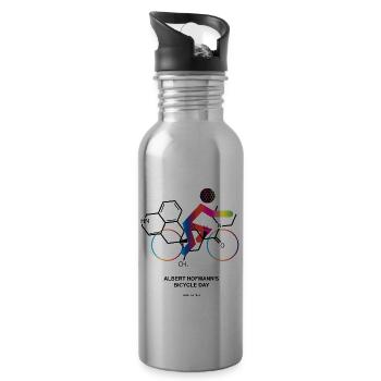 Albert Hofmann's Bicycle Day - Trinkflasche mit integriertem Trinkhalm - Lightsilver - Rechts