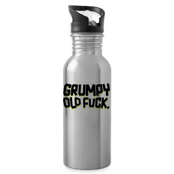 Grumpy Old Fuck - Trinkflasche mit integriertem Trinkhalm - Lightsilver - Rechts