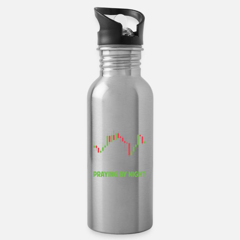 Bourse - Trading de jour priant de nuit - Gourde avec paille intégrée - argent clair