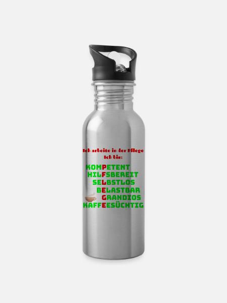 Gesundheitswesen - Pflege - Krankenhaus - Geschenk - Trinkflasche mit integriertem Trinkhalm - Lightsilver