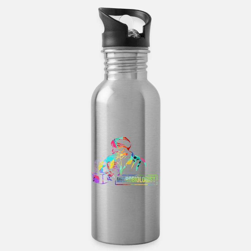 Mikrobiologe Geschenk - Trinkflasche mit integriertem Trinkhalm - Lightsilver