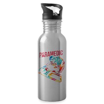 Paramedic Gift - Water bottle with straw - silver - Right