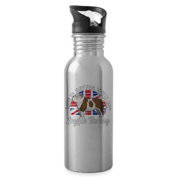 Life is better with my English Bulldog - Trinkflasche mit integriertem Trinkhalm - Lightsilver - Rechts