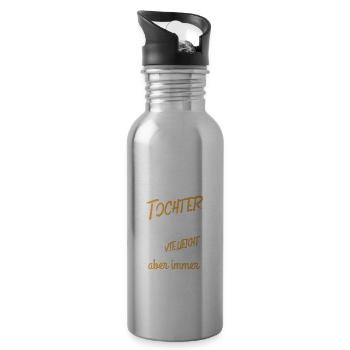 Papa Und Tochter Geschenk - Trinkflasche mit integriertem Trinkhalm - Lightsilver - Rechts