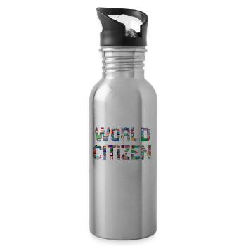 World Citizen (Flags / Citizens) with flags - Water bottle with straw - silver - Right