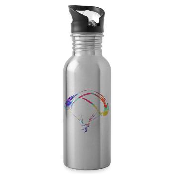 Gleitschirm Fliegen Geschenk - Trinkflasche mit integriertem Trinkhalm - Lightsilver - Rechts