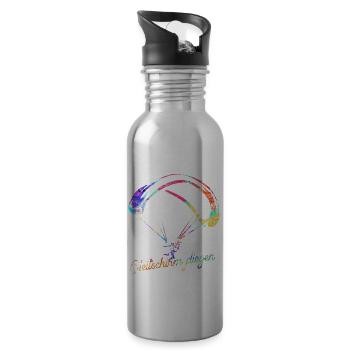 Gleitschirm Fliegen Geschenk - Trinkflasche mit integriertem Trinkhalm - Lightsilver - Rechts
