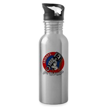 Fridays for Hubraum - Trinkflasche mit integriertem Trinkhalm - Lightsilver - Rechts