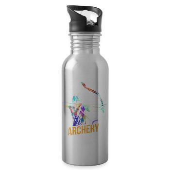 Bogenschießen Geschenk - Trinkflasche mit integriertem Trinkhalm - Lightsilver - Rechts