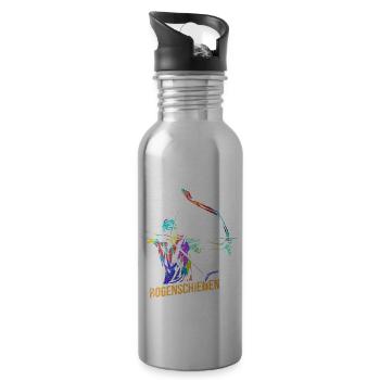 Bogenschießen Geschenk - Trinkflasche mit integriertem Trinkhalm - Lightsilver - Rechts
