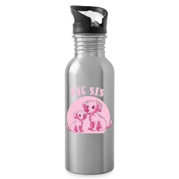 big sister dogs - Water bottle with straw - silver - Right