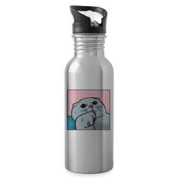 Chat foldex - Gourde avec paille intégrée - argent clair - Droite