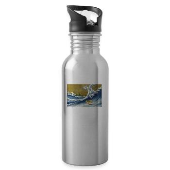 Leopardgecko - Trinkflasche mit integriertem Trinkhalm - Lightsilver - Rechts