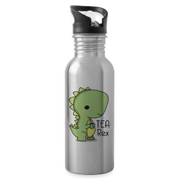 tea rex design - Trinkflasche mit integriertem Trinkhalm - Lightsilver - Rechts