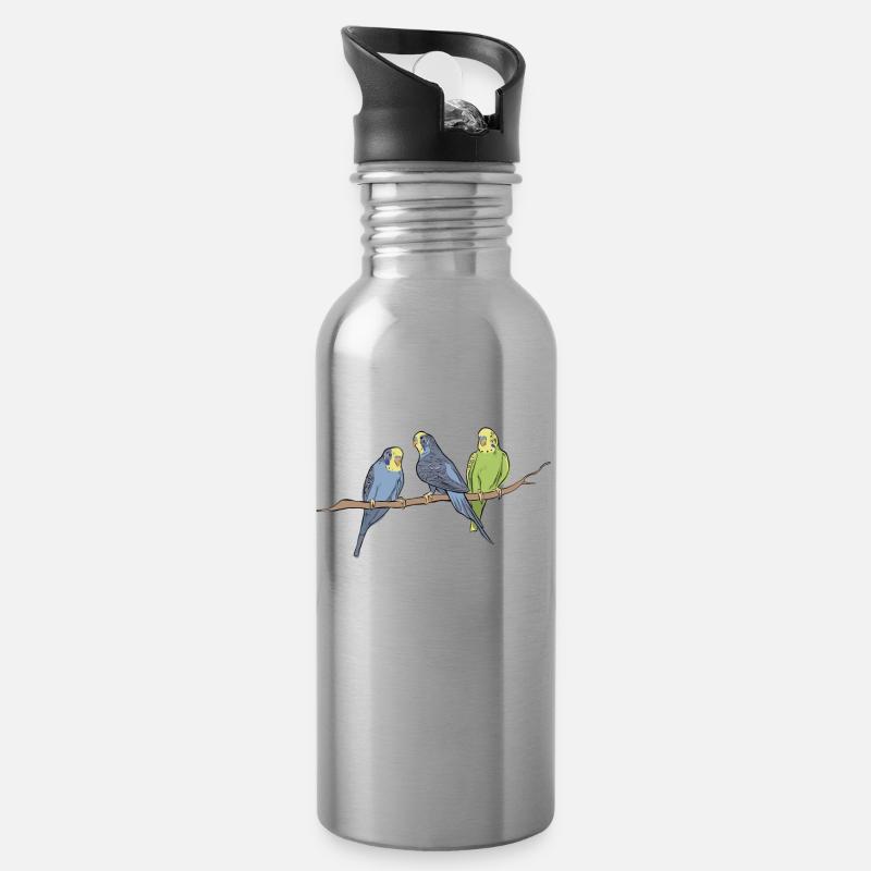 Perruche perruche perruche - Gourde avec paille intégrée - argent clair