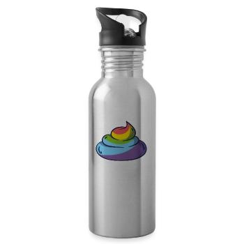 Unicorn haufen Kot Knödel AA Poop Scheisse - Trinkflasche mit integriertem Trinkhalm - Lightsilver - Rechts