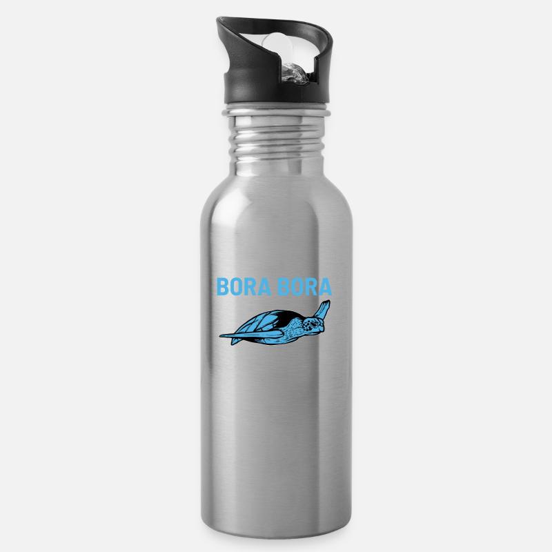 Bora Bora-Schildkröte - Trinkflasche mit integriertem Trinkhalm - Lightsilver